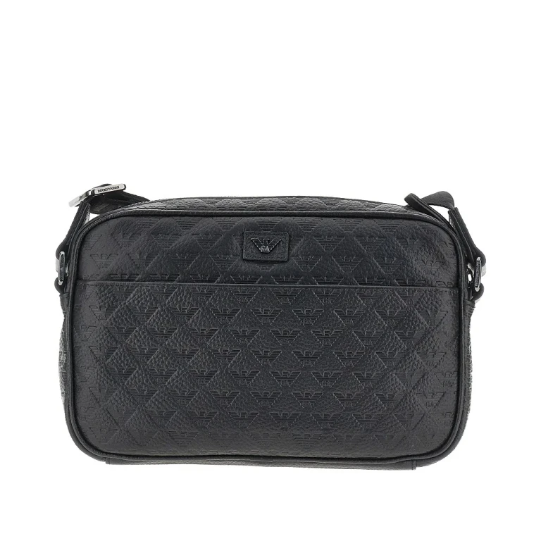 Eagle motif embossed leather crossbody bag Man One Size