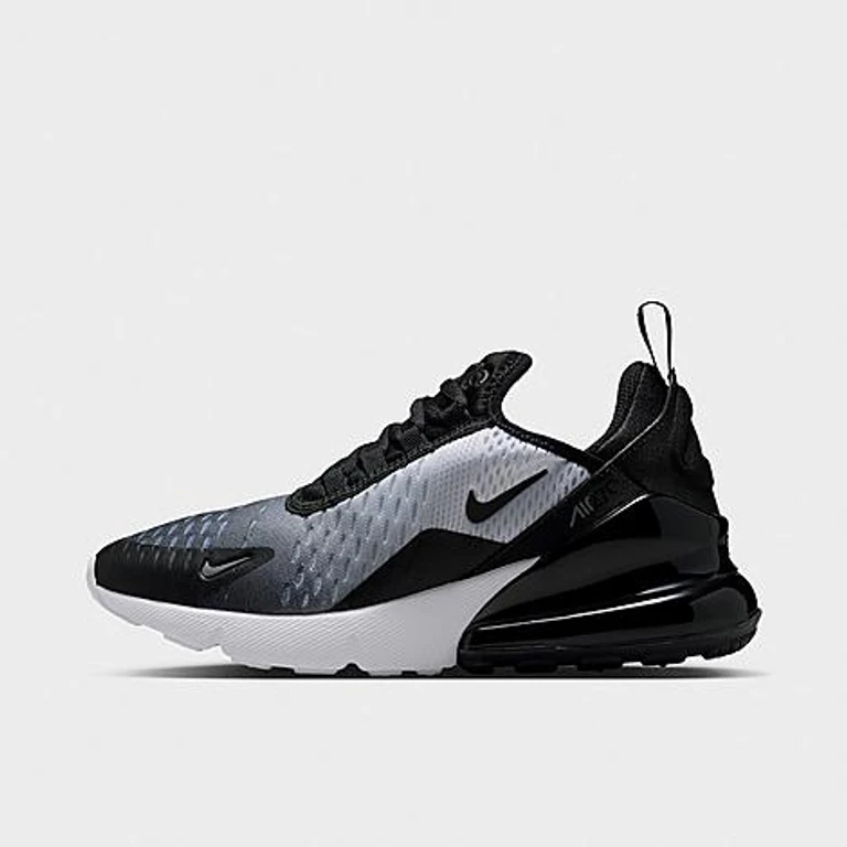 Nike Big Kids Air Max 270 Casual Shoes in Black/White/Cool Grey Size: 3.5