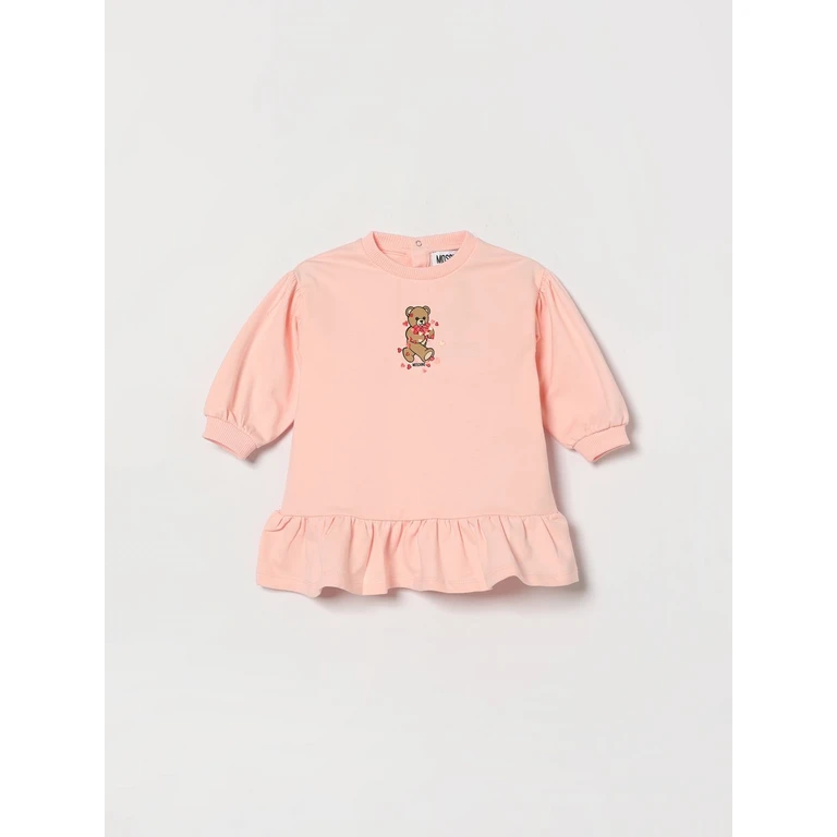 Teddy Bear Print Stretch-Cotton Long-Sleeve Dress for Girls (MAV0CWLDA6350209)