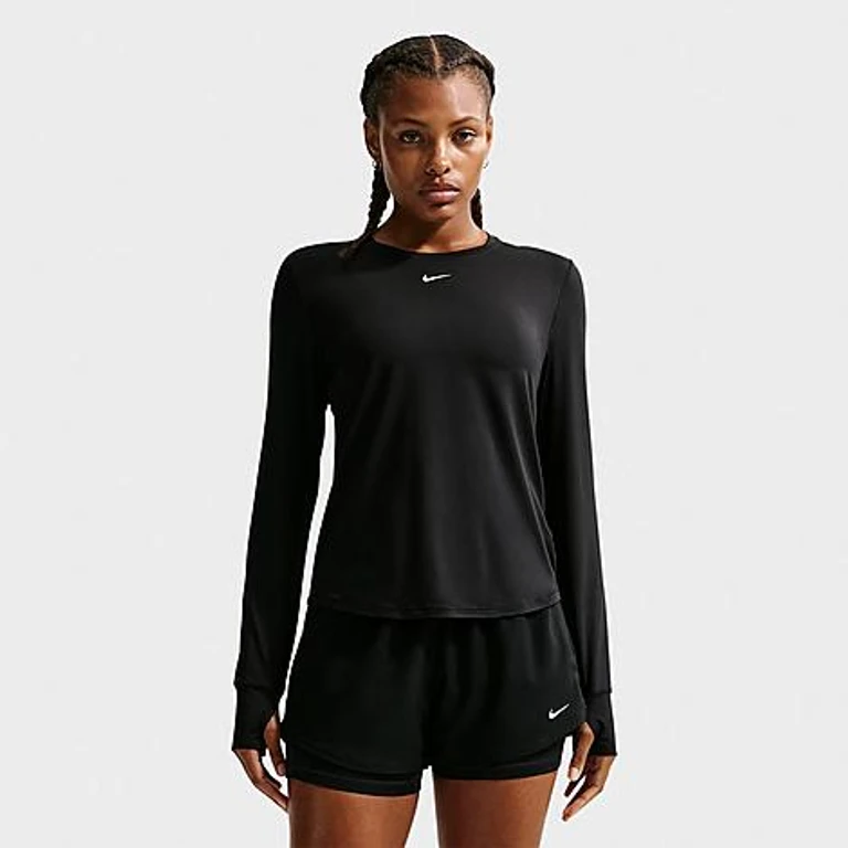Women's One Classic Dri-FIT Long-Sleeve Top in Black/White Size: XXS