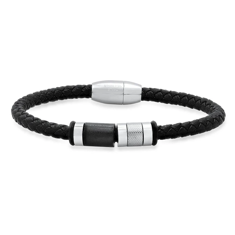 Ying Yang Braided Leather Bracelet