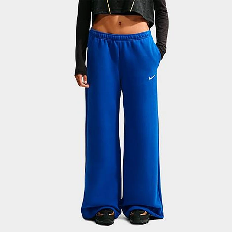 Nike Women's Studio Fleece Medium-Weight Wide-Leg Pants in Old Royal/Sail Size: XXS