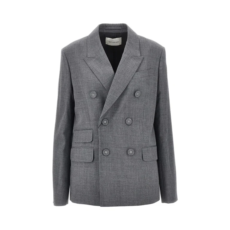 Double-breasted wool blazer with belt Woman 36