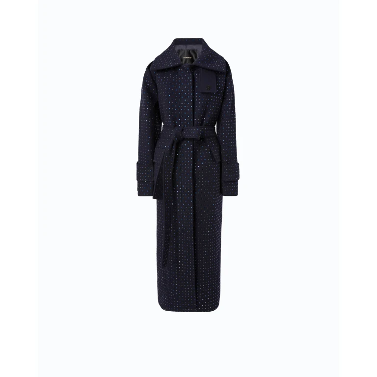 Manteau long en laine à strass all-over - 36