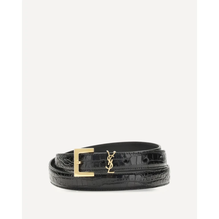 Ceinture Cassandre Saint Laurent effet crocodile