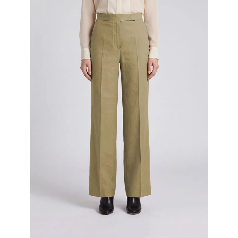 High-Waisted Straight Leg Trousers in Linen and Silk (2621136071600013)