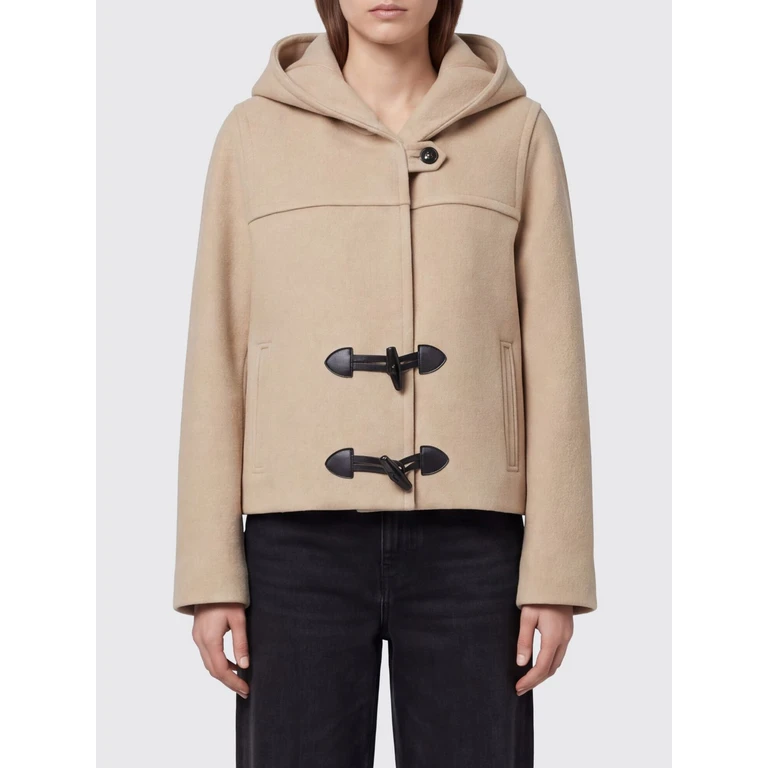 Short Cotton Duffle Coat with Hood and Leather Inserts (MA0561FAD3D04I23SD)