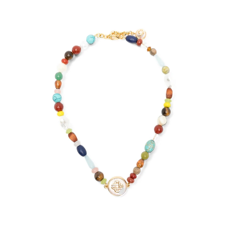 Logo-pendant Beaded Necklace