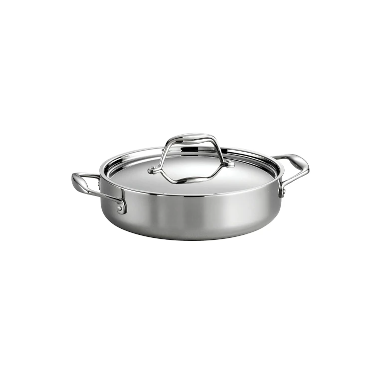 Tri-Ply Clad Stainless Steel 3-Quart Braiser Pan with Lid, Induction-Ready, Dishwasher-Safe, NSF-Certified, Made in Brazil