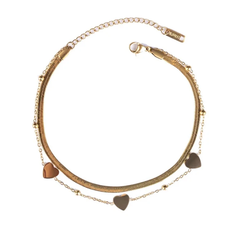 Double gold-plated anklet con hearts Miravie EWA250357G