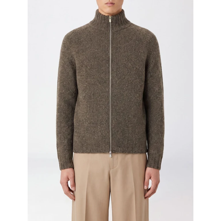 Cardigan à zip marron en cachemire Brunello Cucinelli