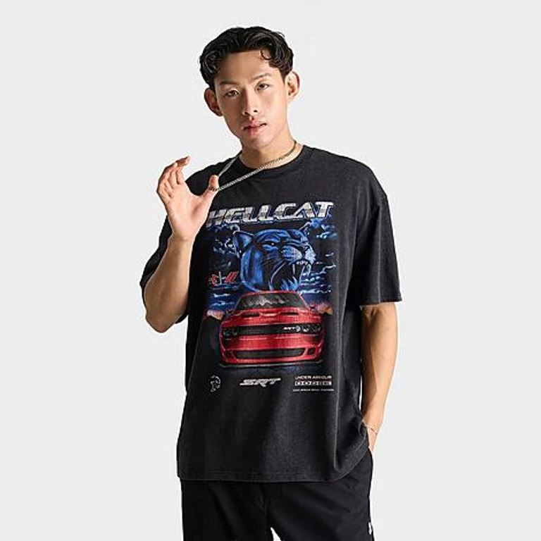 Men's x Dodge Heavyweight Airbrush Cat T-Shirt in Black Size: Small