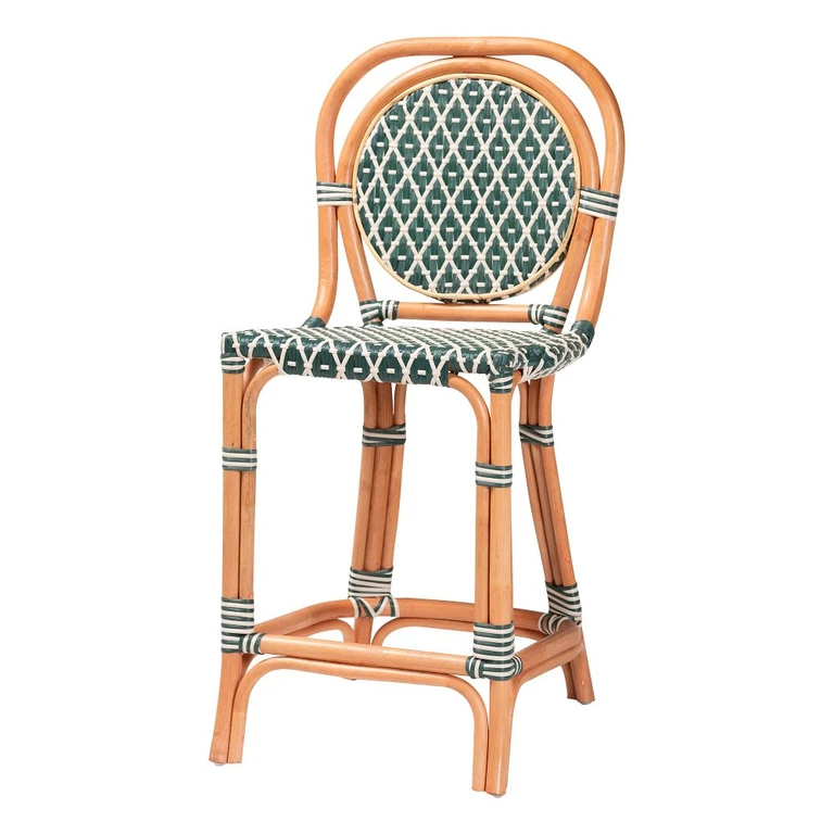 Mattie Rattan Green Bistro Counter Stool