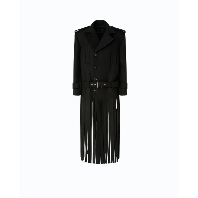 Pinko - Manteau à franges en drap de laine mélangée - XS