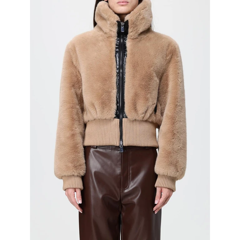 Faux Fur Zip-Up Jacket with High Neck and Elasticated Cuffs (107040A3E7C73)
