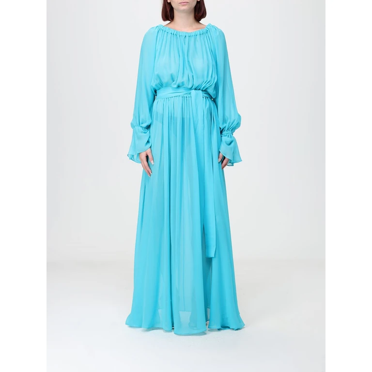 Long-Sleeved Chiffon Evening Gown with Tie-Waist (26SSABD0200075)