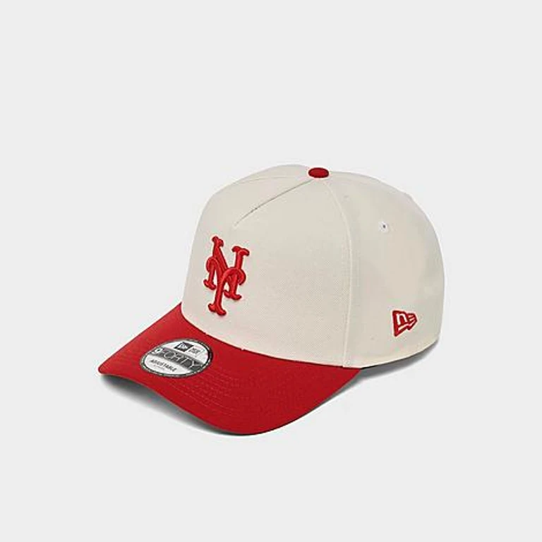 Boné snapback New Era New York Mets MLB 9FORTY A-Frame em Cromo/Vermelho