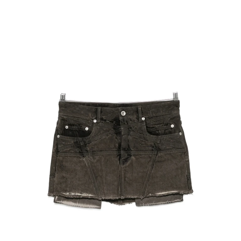 Faded Frayed-hem Mini Skirt