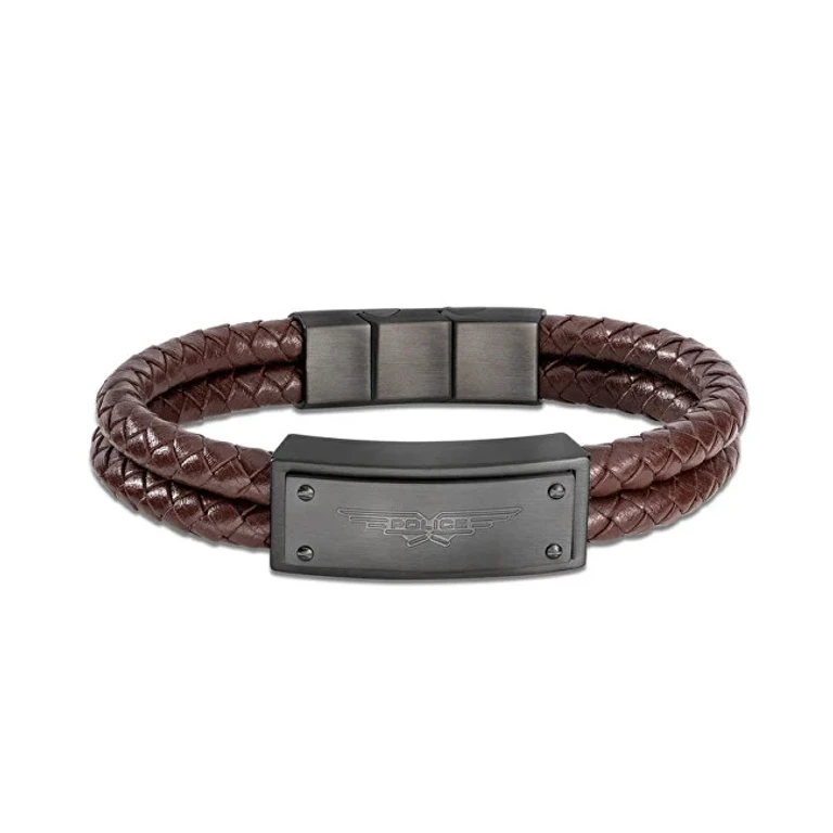 Double brown leather Bracciale da uomo PEJGB2009032