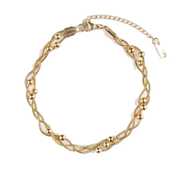 Triple gold-plated steel anklet Celoura EWA250374G