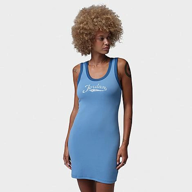 Brooklyn Graphic Tank Dress in Blue Beyond/True Blue/White