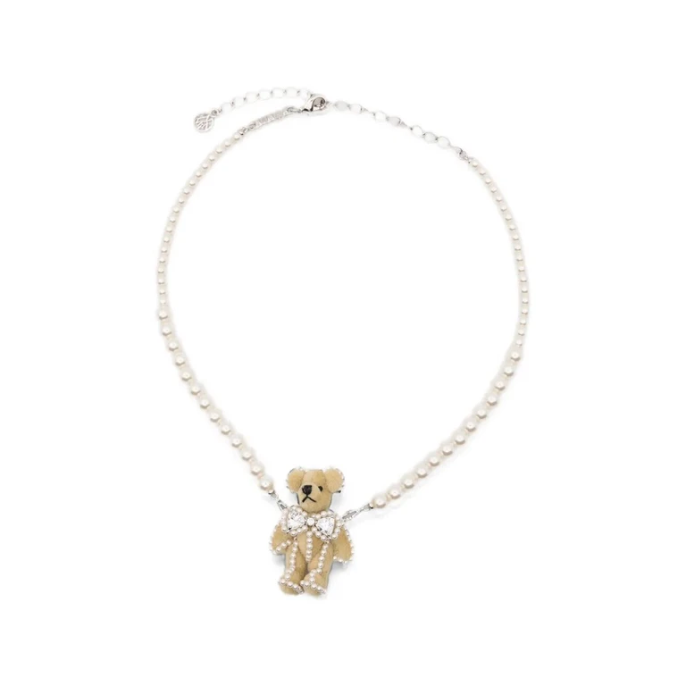 Necklace Teddy Bear "Bowknot Pearl Bear"