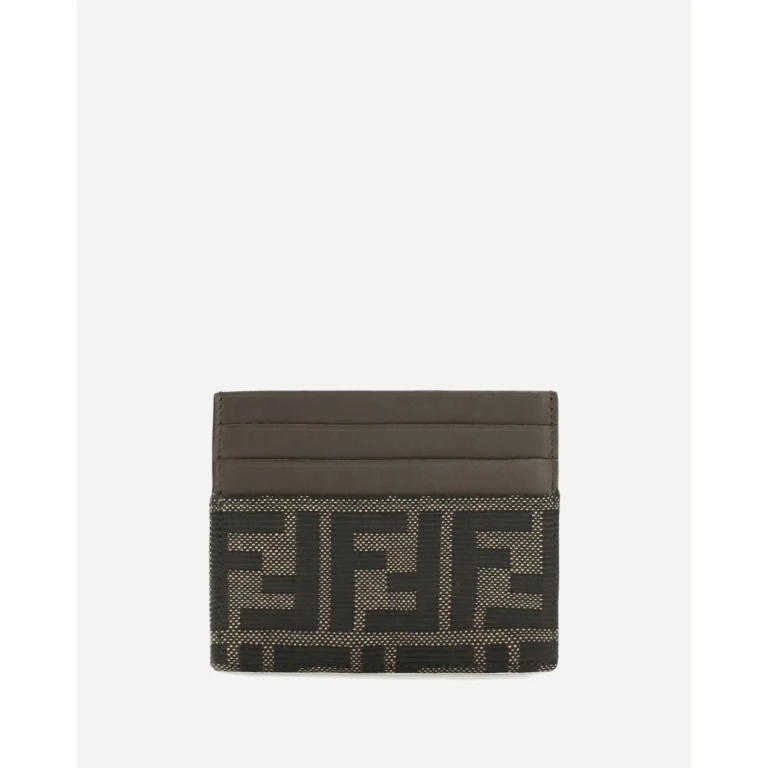 FF jacquard and leather Card Holder Male UNI