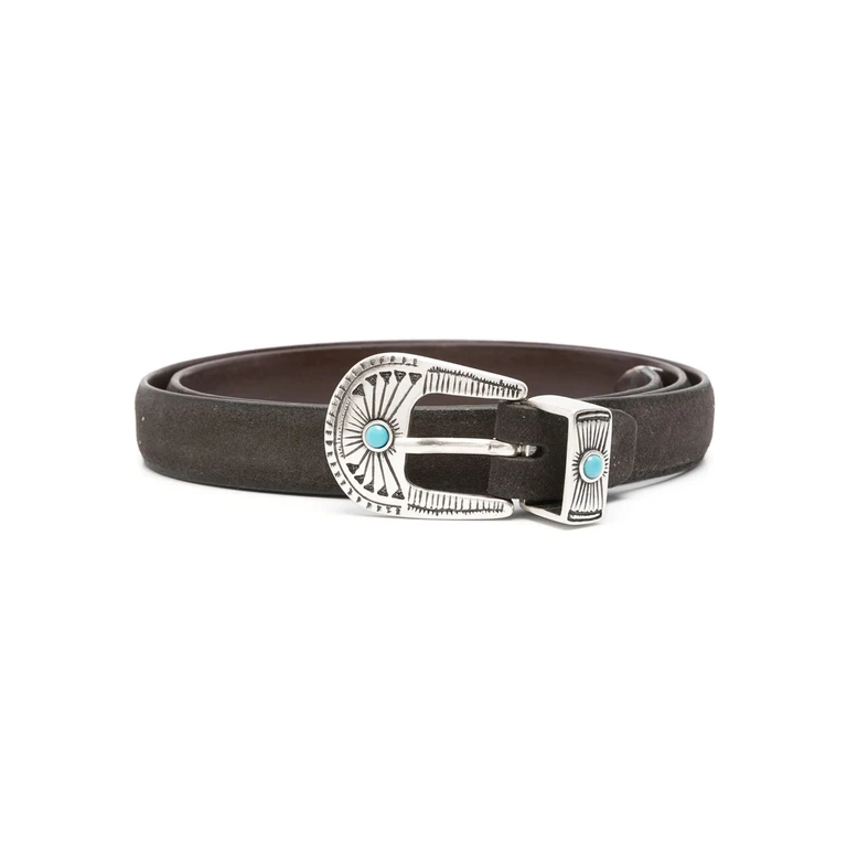 Engraved-detail Suede Belt