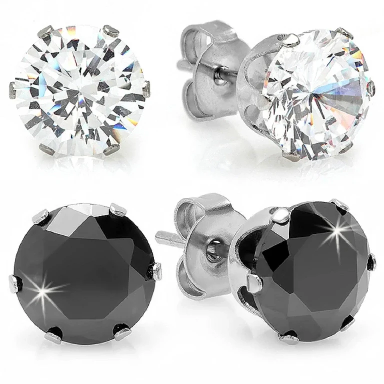Checkerboard CZ Stud Earring Set