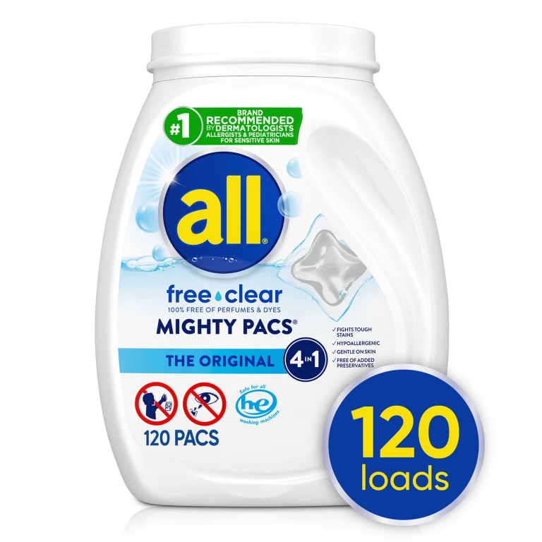 free clear MIGHTY PACS Laundry Detergent Pacs, The Original, 120 ct.