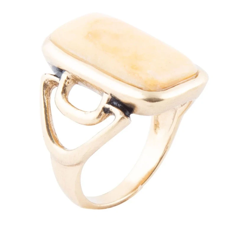 Luster Yellow Agate Golden Statement Ring