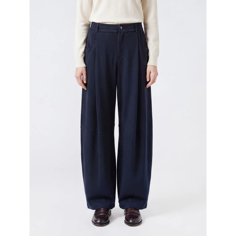 Calça larga Brunello Cucinelli de seda e algodão em azul