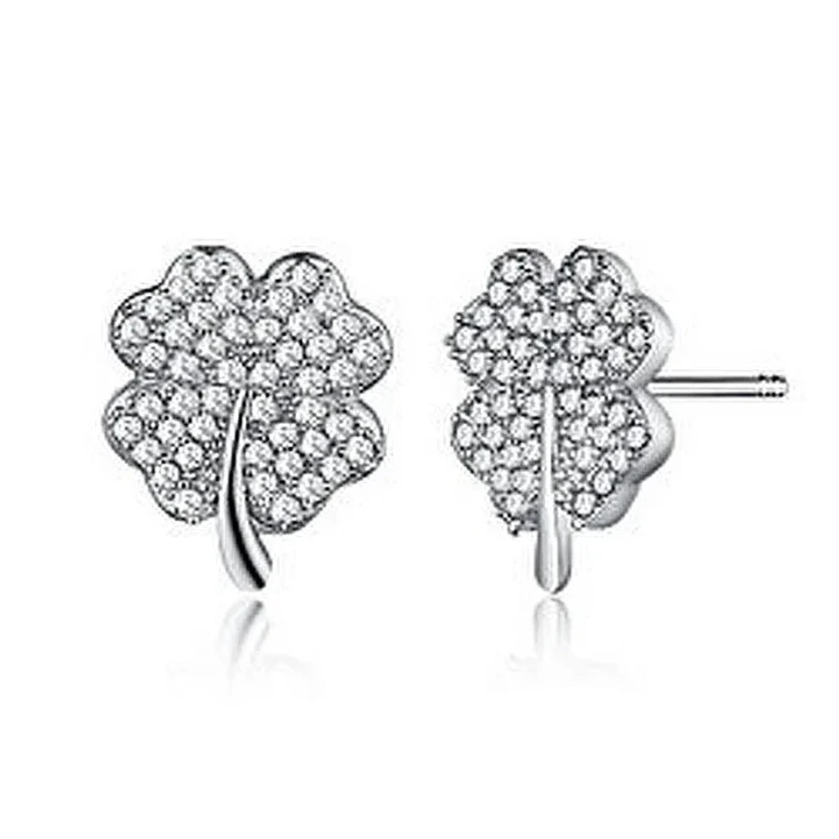 Silver Orecchini per luck Four-leaf clovers Karma 62168