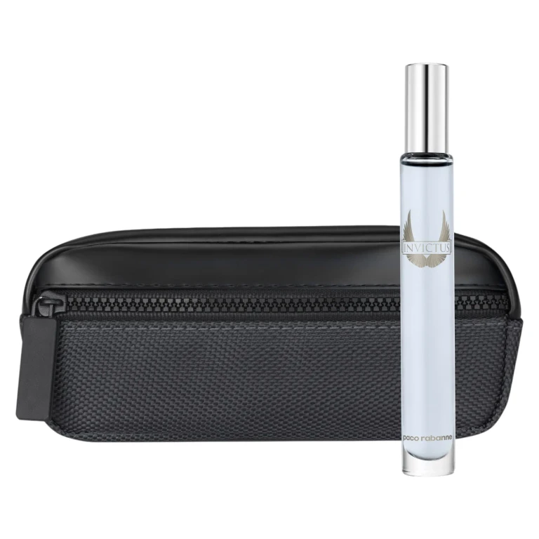 Set Paco Rabanne : Invictus, Eau De Toilette, da uomo, 10 ml *Miniature + Invictus, Travel, Pouch, Black