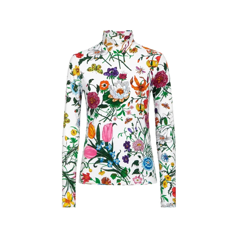 Gucci Flora-print High-neck T-shirt