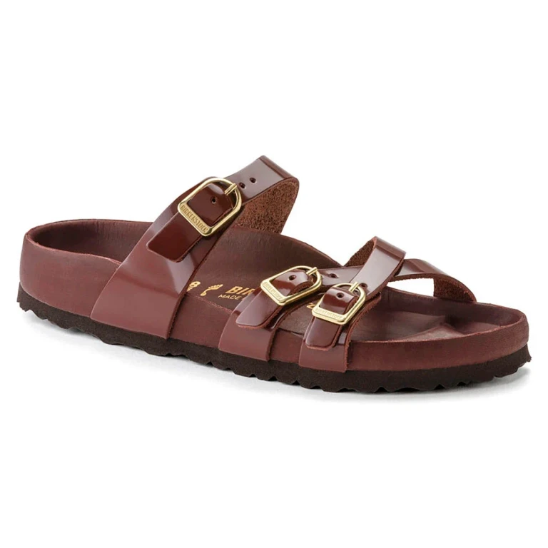 Franca Natural Leather Patent Chocolate Sandals