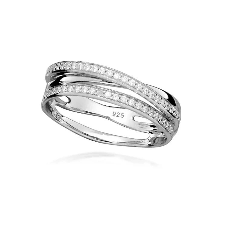 Elegant silver Anello con cubic zirconia Beauty SC586 - Circonferenza: 54 mm