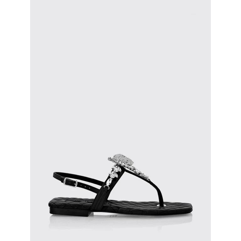 Leather Thong Sandals with Low Heel and Ankle Strap (PABSWSA0525PLE010N02)