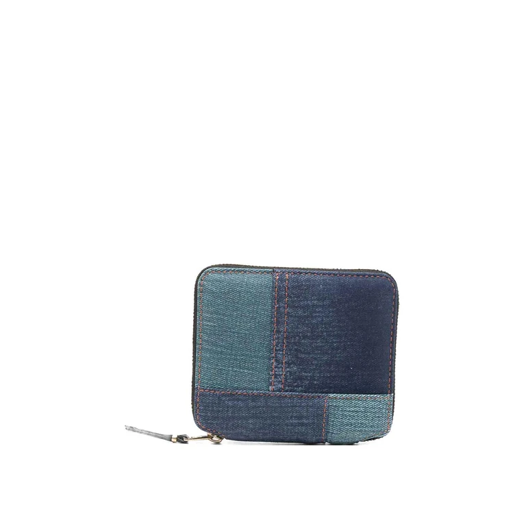 Portefeuille en denim patchwork Comme Des Garcons avec fermeture zip-around