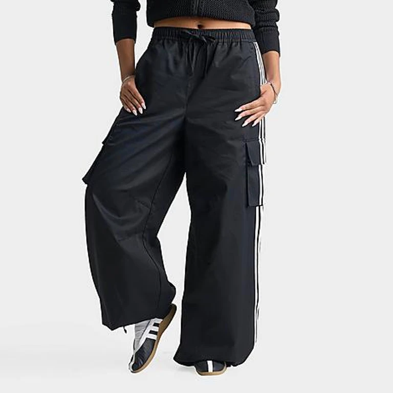 adidas Women's Originals Firebird Adilenium Twill 3-Stripes Cargo Pants in Black/White Size: XS