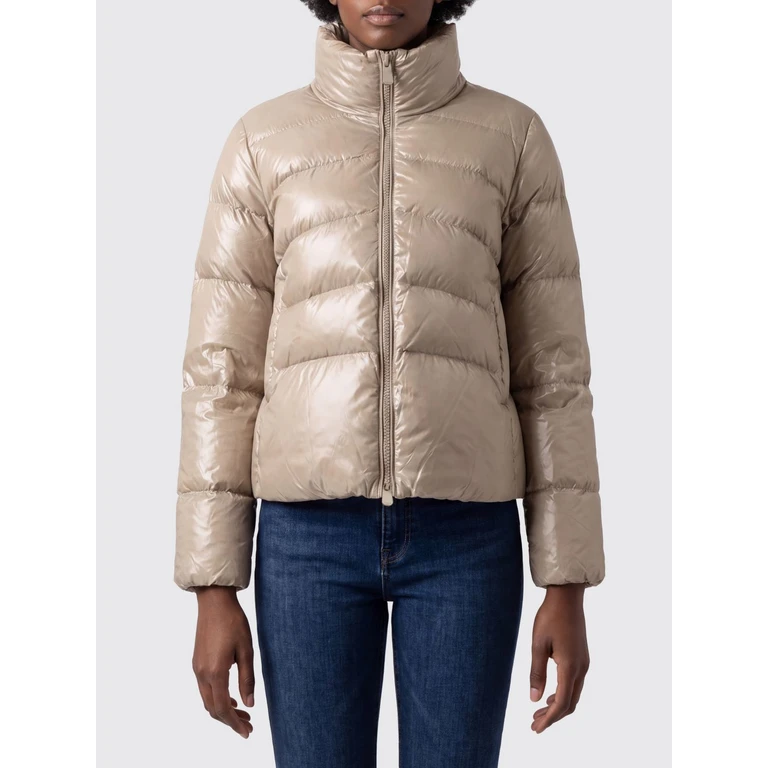 Gewatteerd waterafstotend nylon kort donsjack met hoge kraag