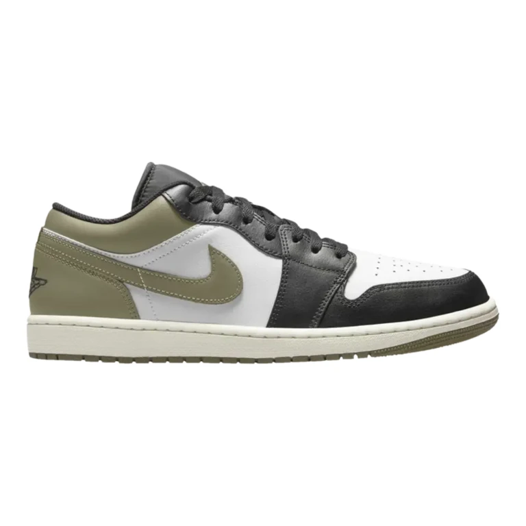 Air Jordan 1 Low Men's Sneakers - White, Black & Medium Olive Low-Top