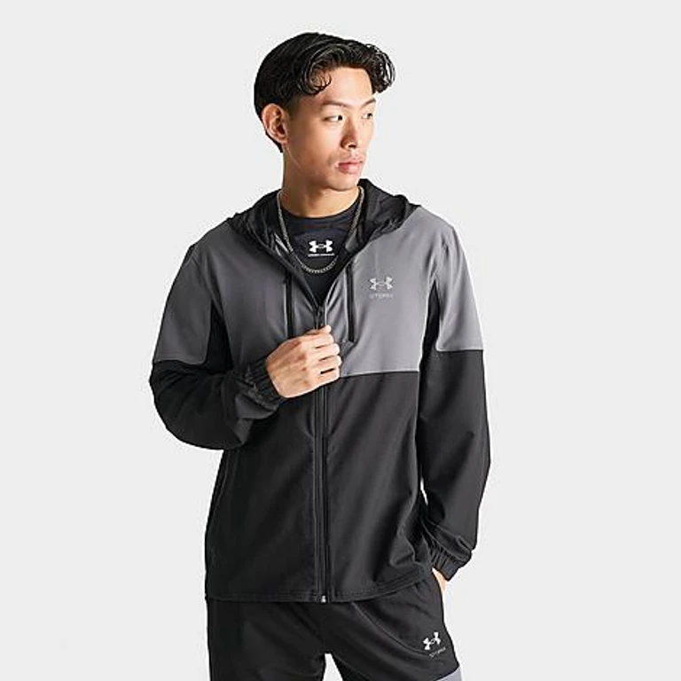 Men's Storm Cargo Full-Zip Woven Jacket in Ultimate Black/Castlerock Size: Small