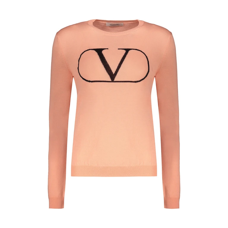 Womens Coral Wool Crewneck Sweater