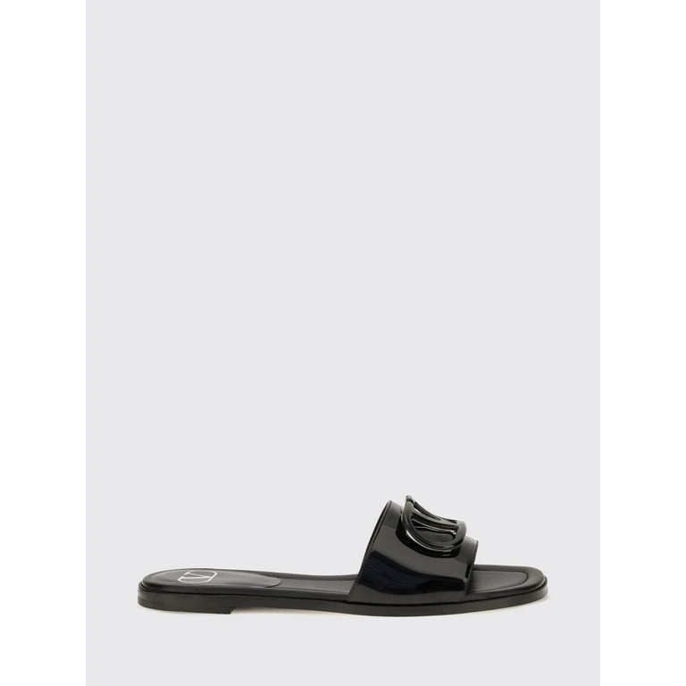 VLogo Signature Patent Leather Low Heel Slide Sandals (S0BD5DUW0NO)
