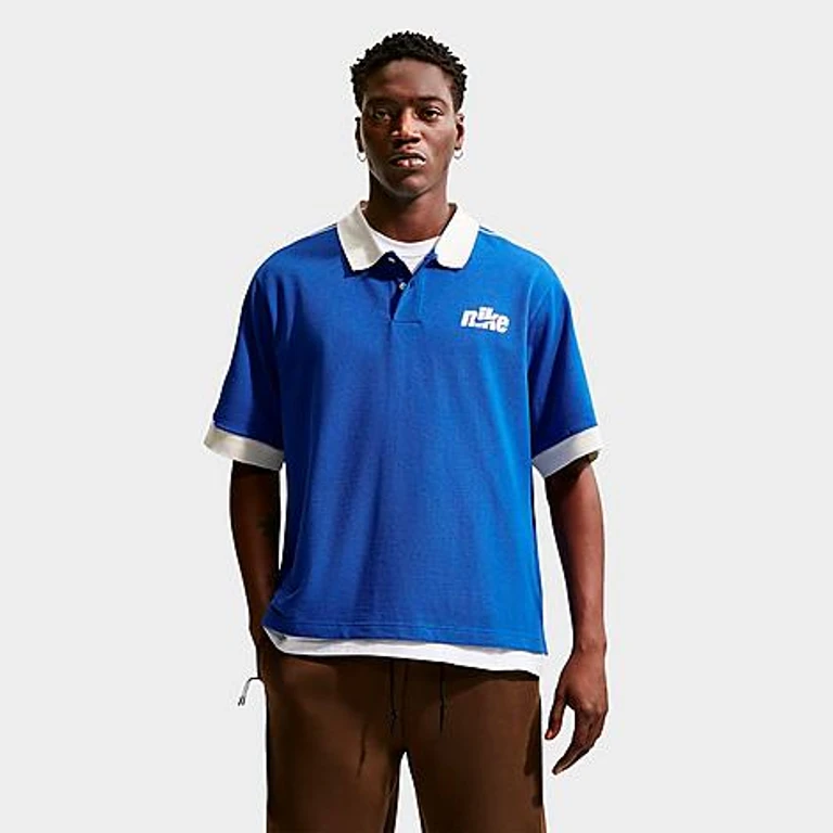 Nike Men's Sportswear Club Oversized Polo Shirt in Game Royal/Sail/Sail Size: Small