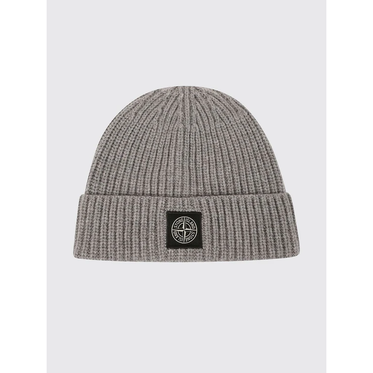 Ribbed Virgin Wool Beanie Hat with Compass Logo (N100012S00B4V0M60)