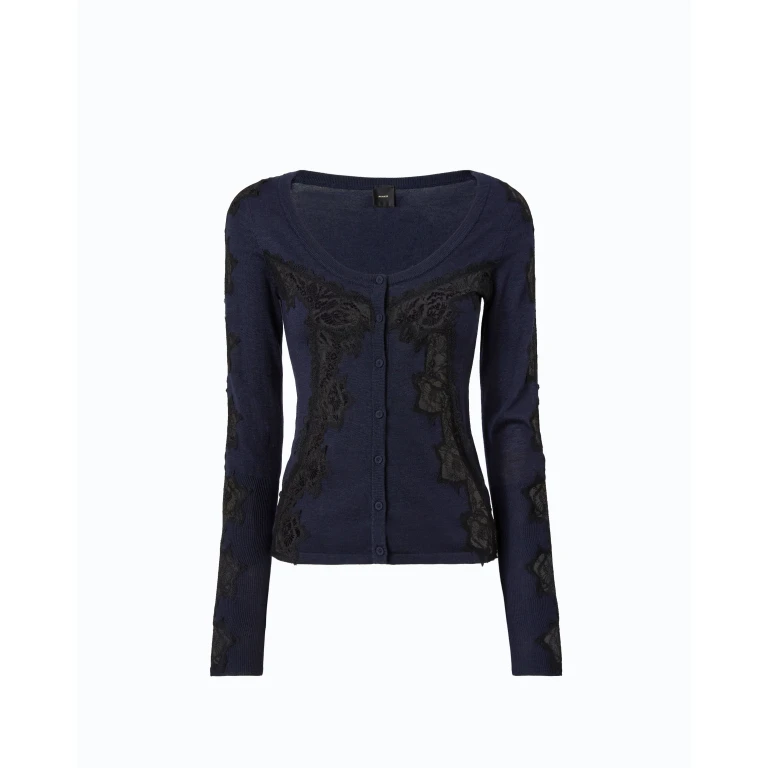 Cardigan en laine avec empiècements en dentelle - XS