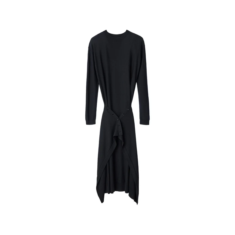 Buttoned Dress In Merino Wool Blend