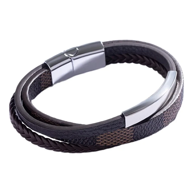 Triple brown leather Bracciale da uomo MCGB5039S